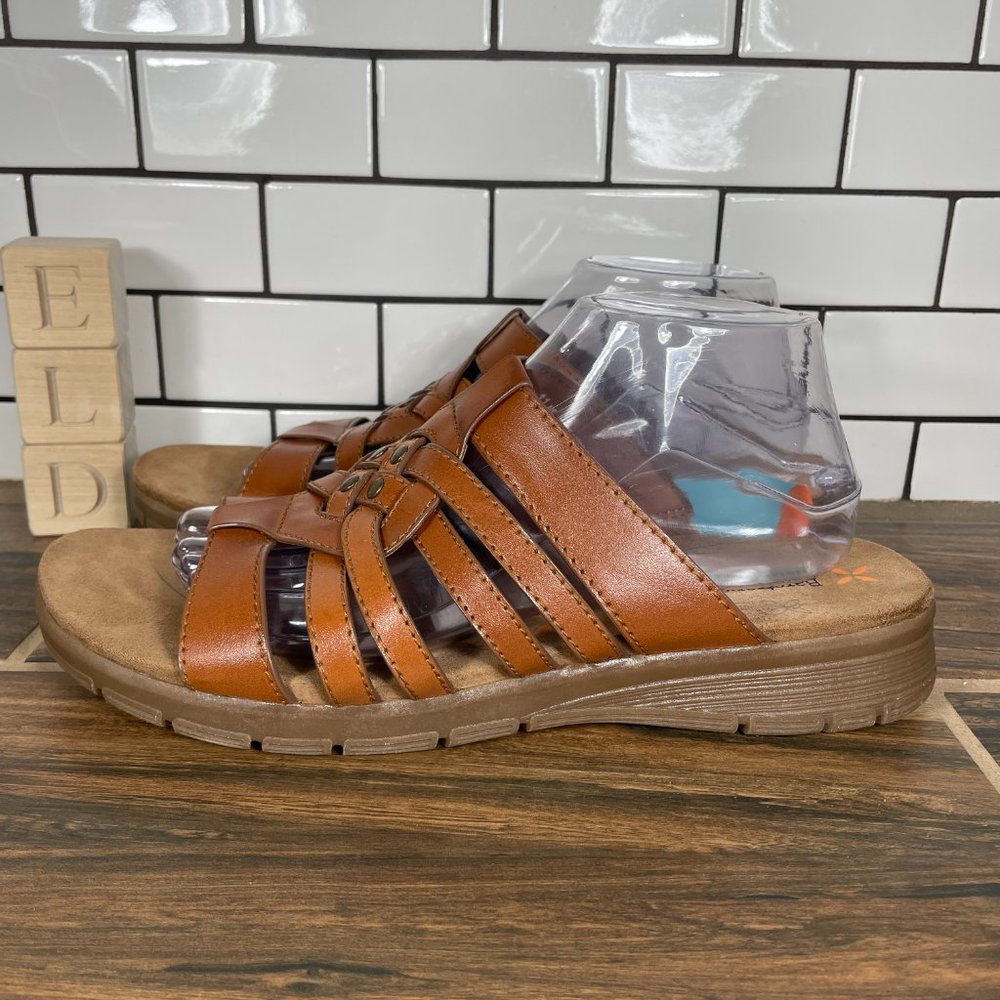 BareTraps Crawley Women's Size 11 Shoes Brown Strappy Comfort Wedge Slide Sandal